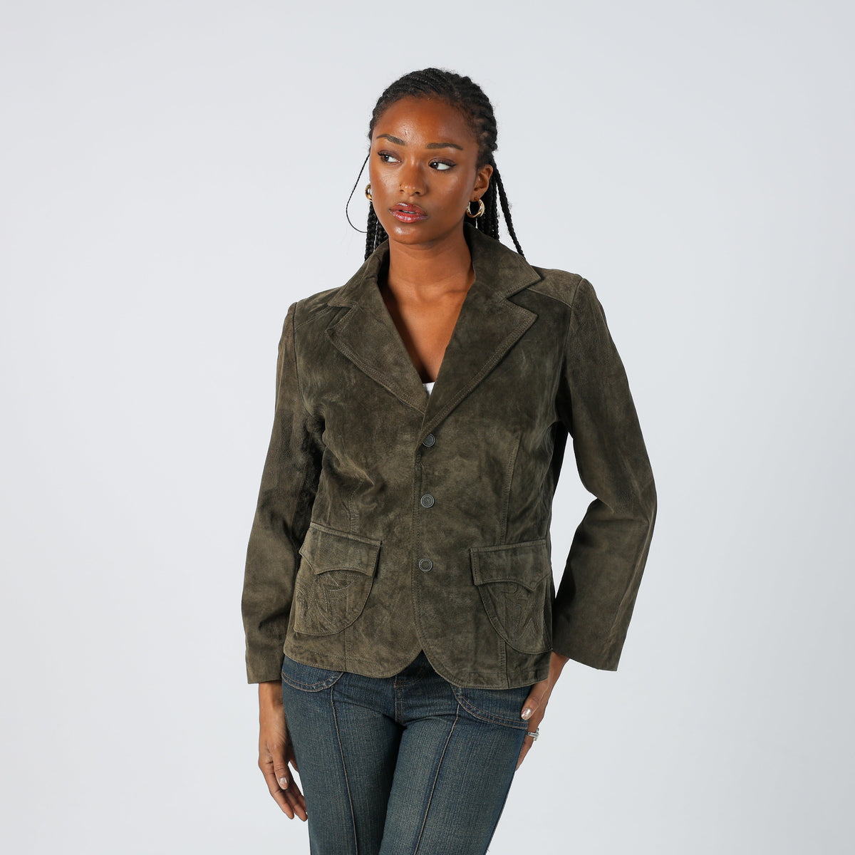 Dark Green Y2K Project Leather Jacket (M)