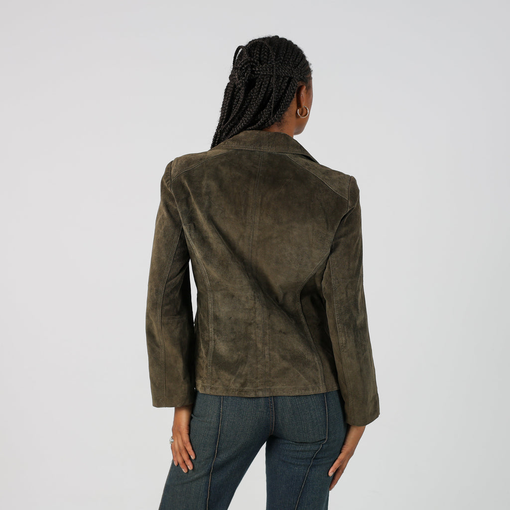 Dark Green Y2K Project Leather Jacket (M)