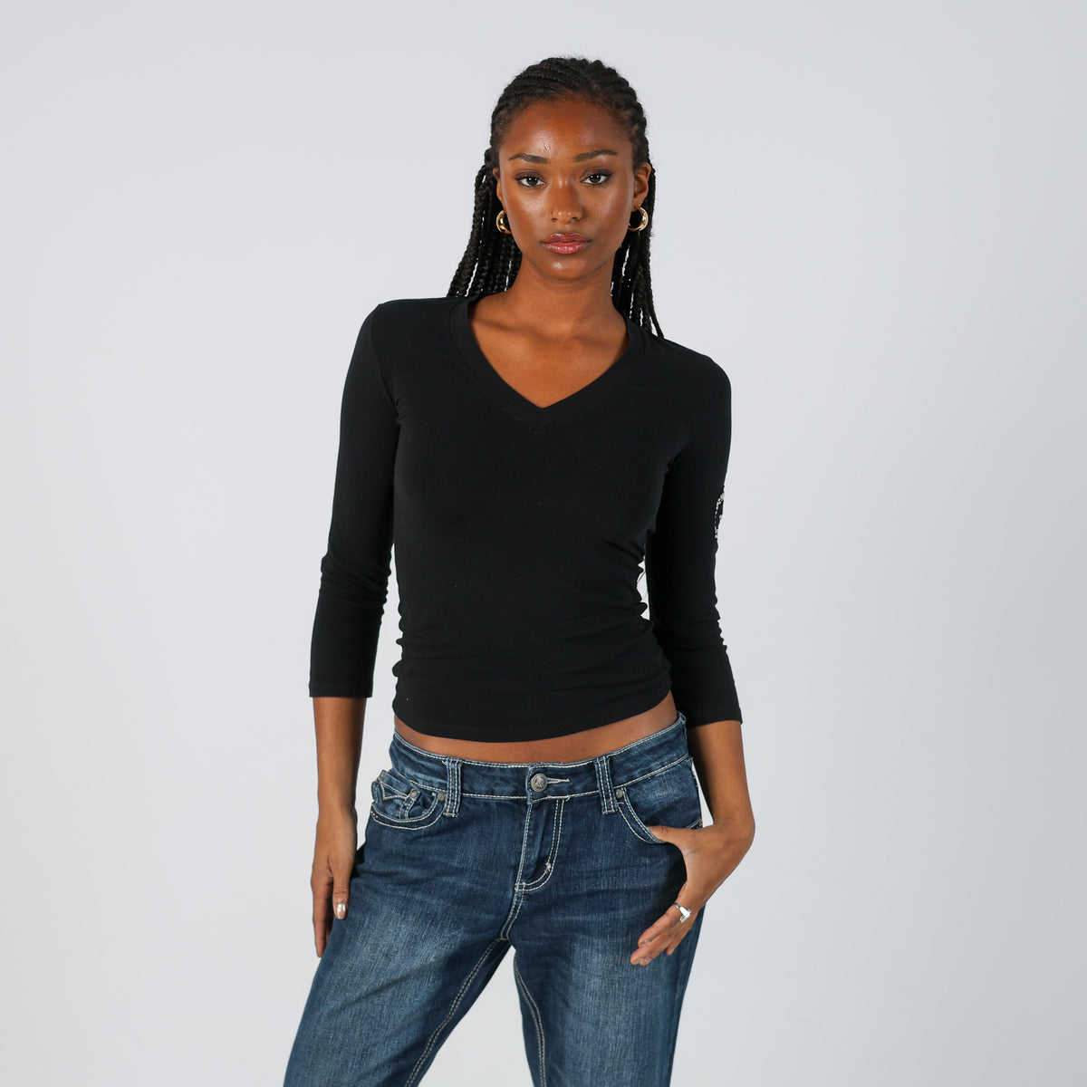 Black Y2K Gianfranco Ferre Long Sleeve Top (S)