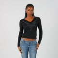Black Y2K Motivi Long Sleeve Top (S)