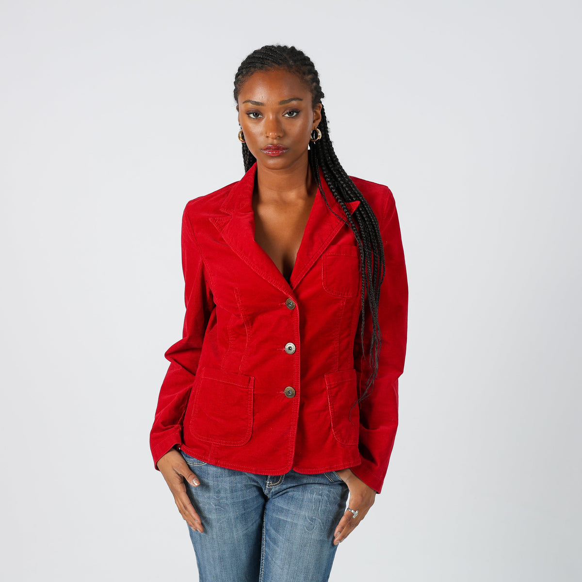 Red Y2K Street One Cord Jacket (M)