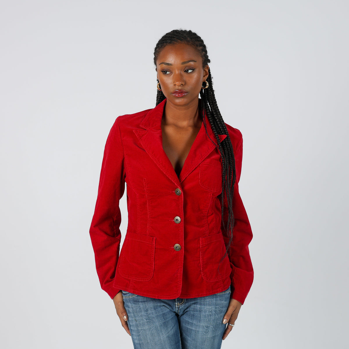 Red Y2K Street One Cord Jacket (M)