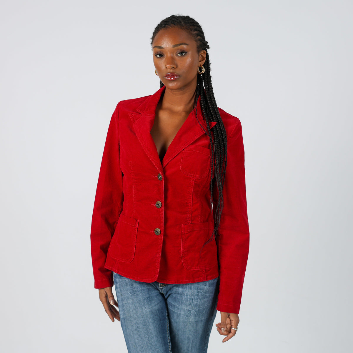 Red Y2K Street One Cord Jacket (M)