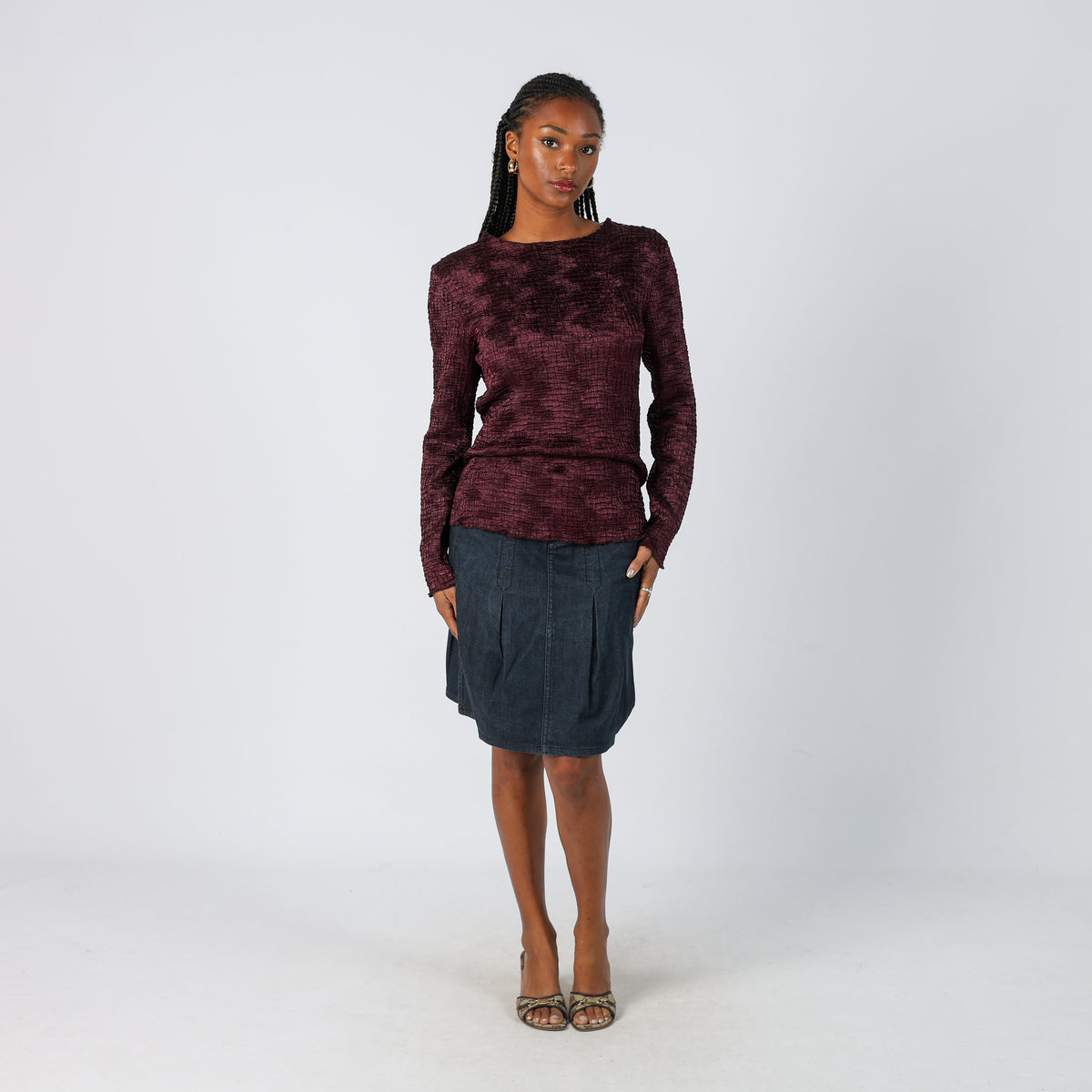 Blue Y2K Class Denim Midi Skirt (XS)