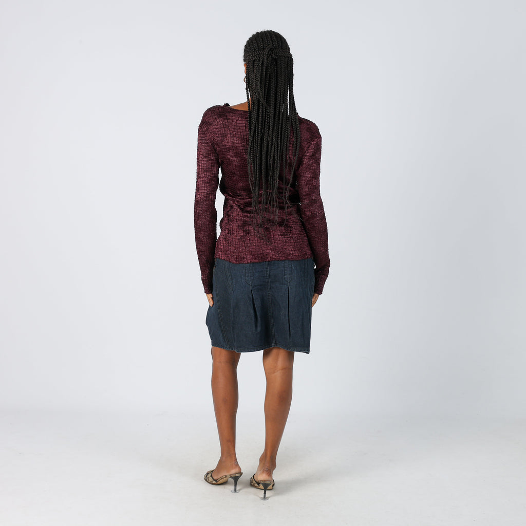 Blue Y2K Class Denim Midi Skirt (XS)