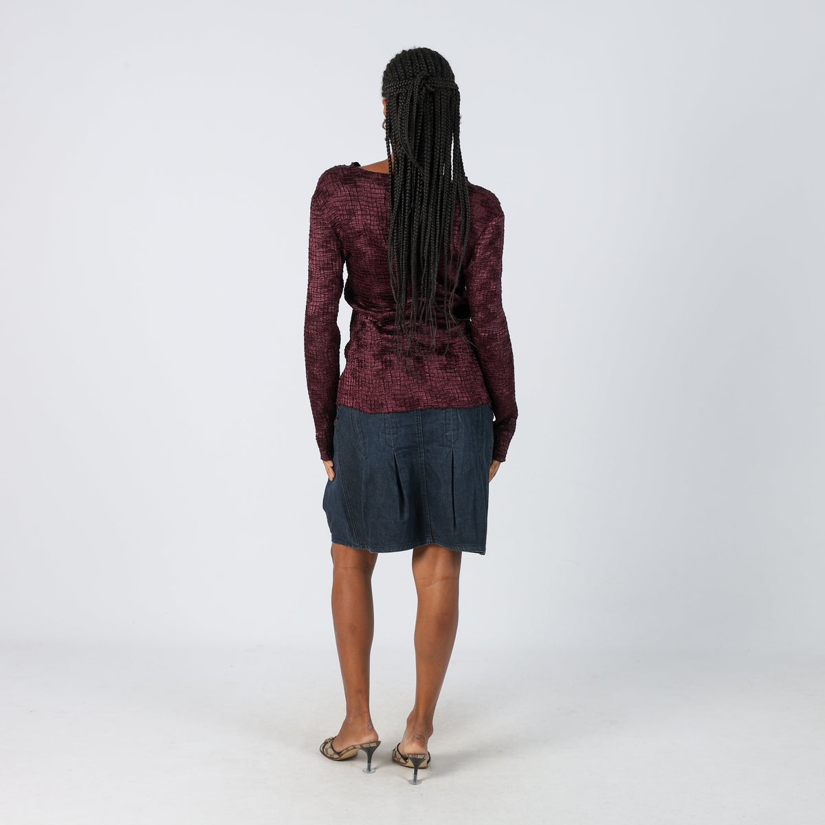 Blue Y2K Class Denim Midi Skirt (XS)