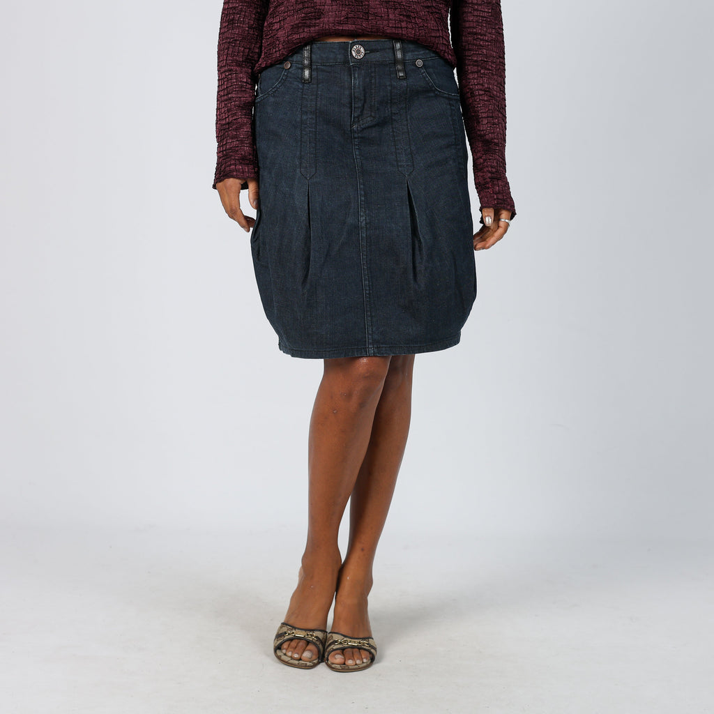 Blue Y2K Class Denim Midi Skirt (XS)