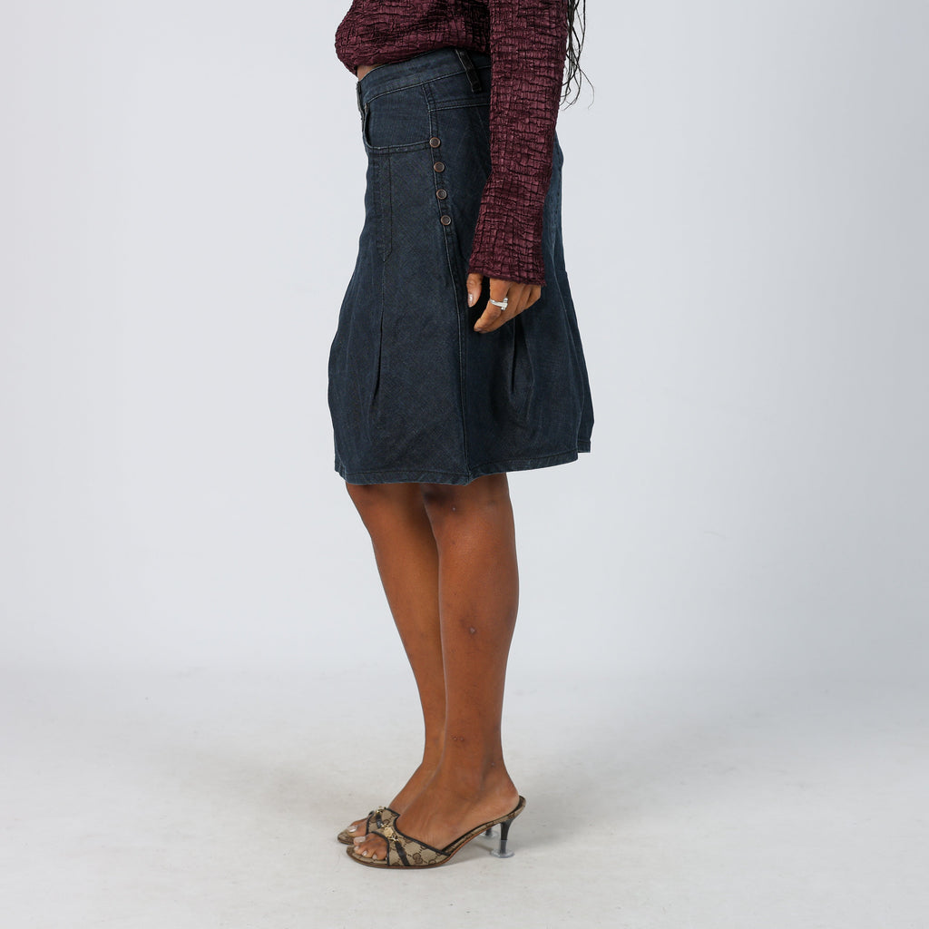 Blue Y2K Class Denim Midi Skirt (XS)