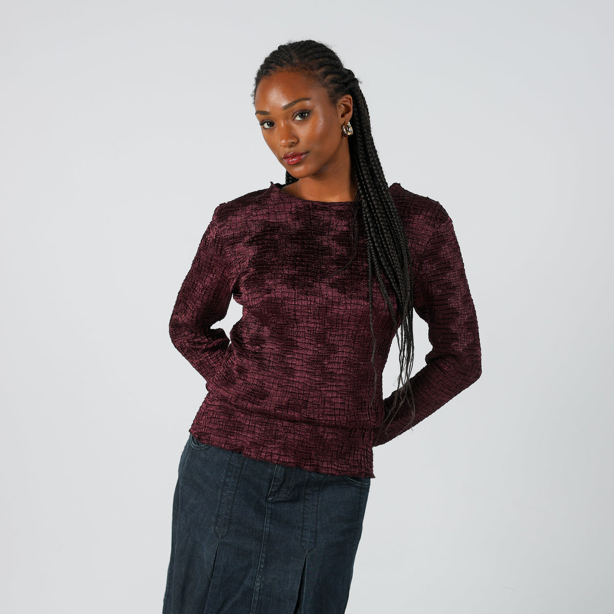 Purple Y2K Street One Long Sleeve Top (S)