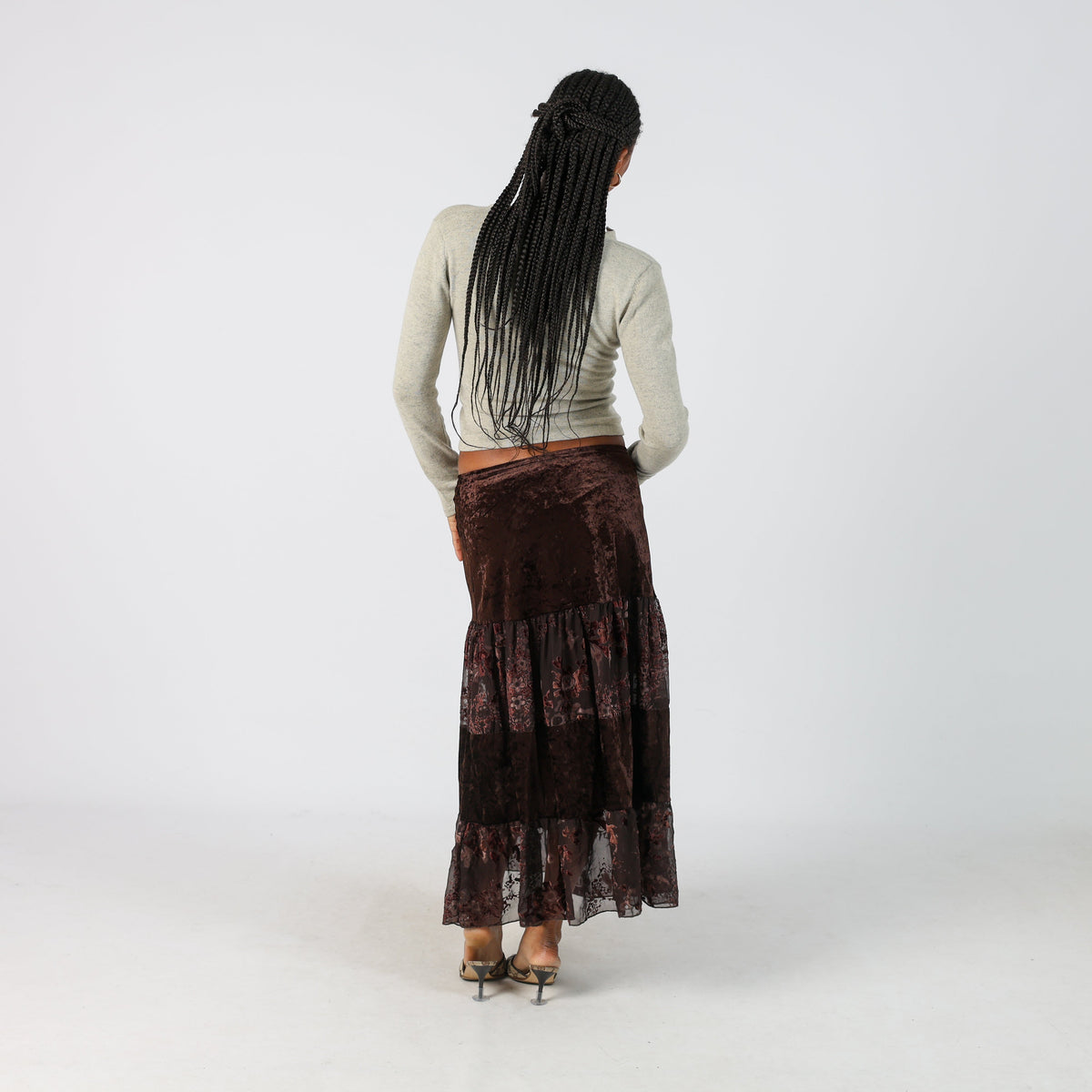 Brown Y2K Cannella Woven Maxi Skirt (S)