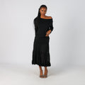 Black Y2K Made in Italy Woven Maxi Skirt Mohair blend (XS)