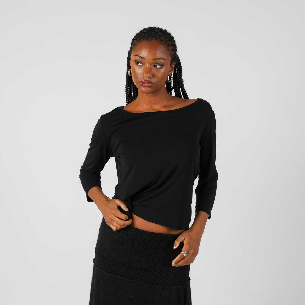 Black Y2K Max Mara Long Sleeve Top (L)