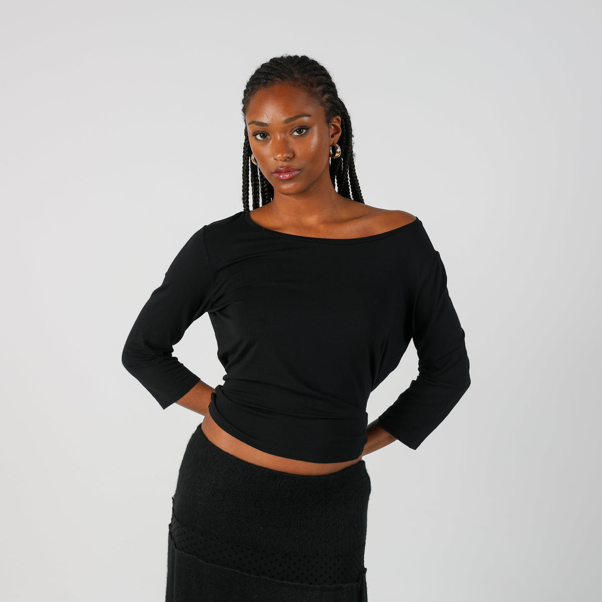 Black Y2K Max Mara Long Sleeve Top (L)
