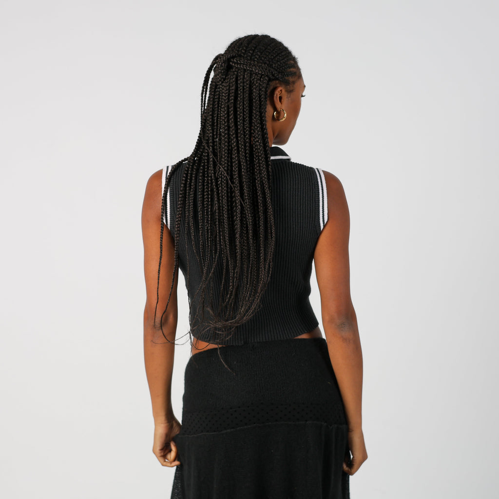 Black Y2K Made in Italy Knitted Top (S)