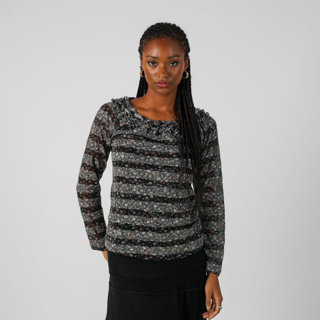 Grey Y2K Long Sleeve Top (S)
