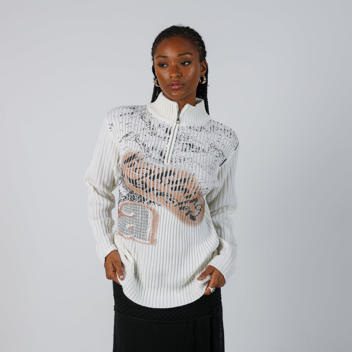 Cream Y2K Knitted Jumper (M)