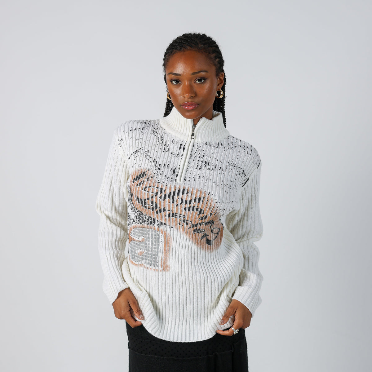 Cream Y2K Knitted Jumper (M)