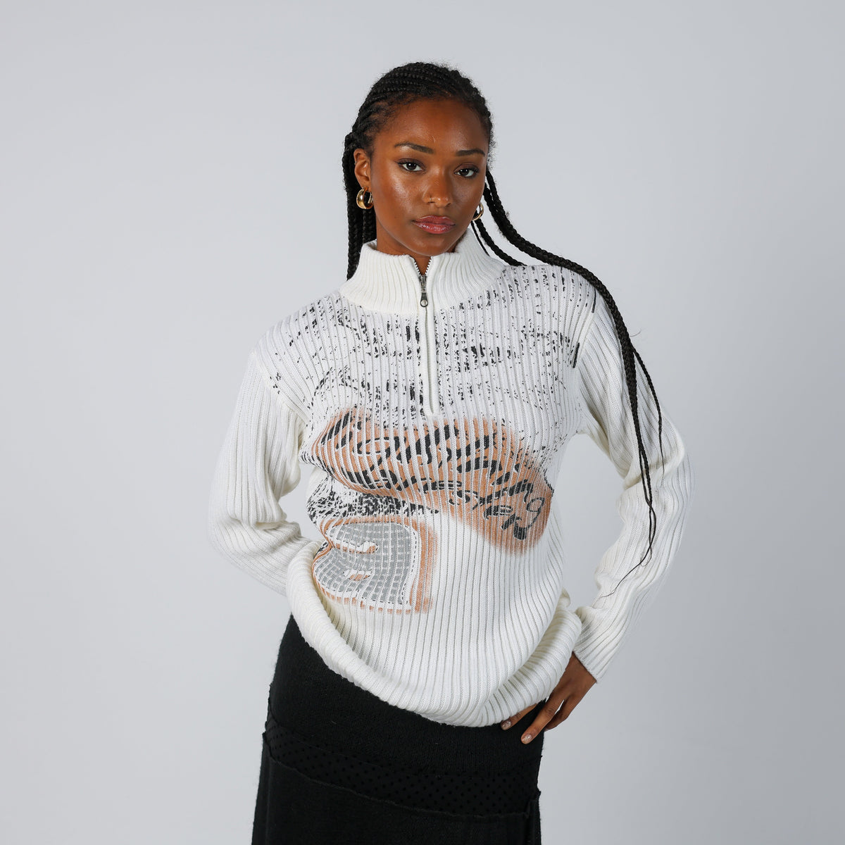 Cream Y2K Knitted Jumper (M)