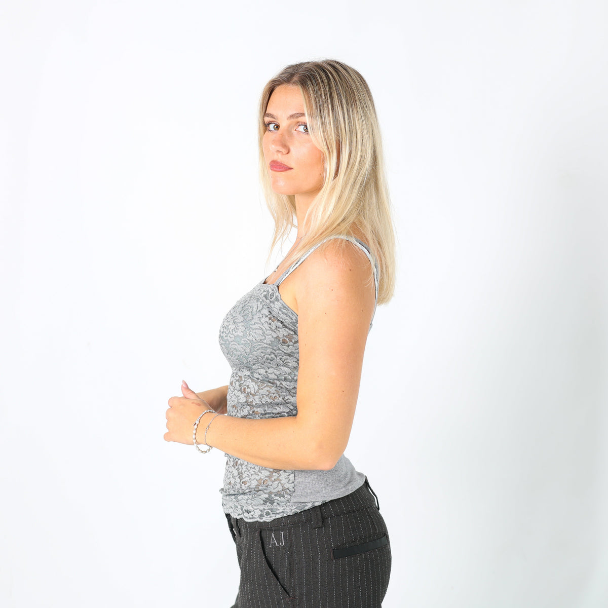 Grey Y2K Intimissimi Cami Lace (M)