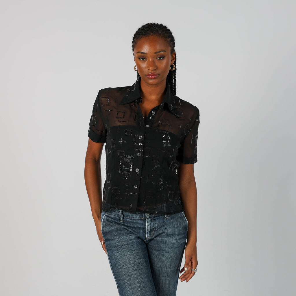 Black Y2K Nemo Blouse Sheer (S)