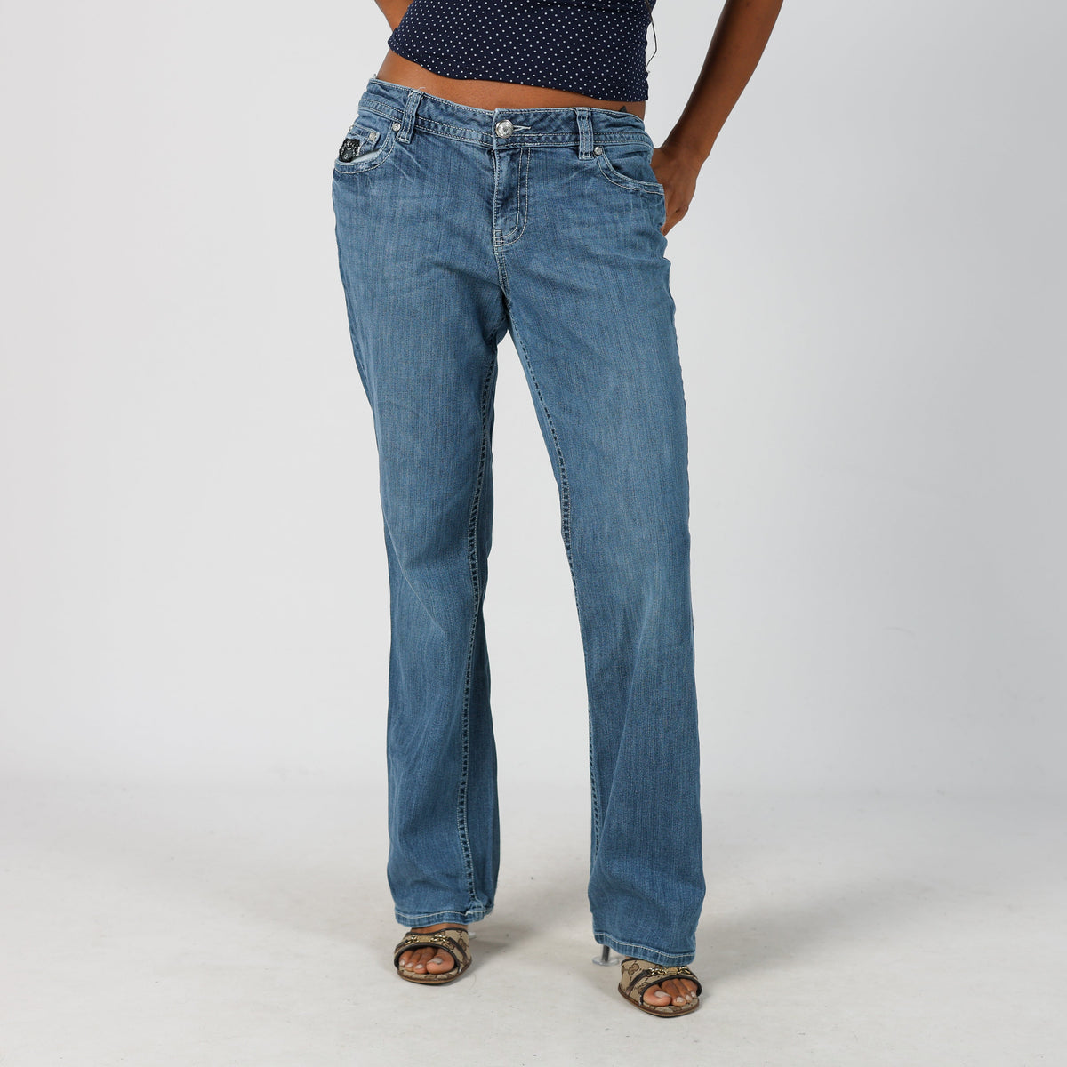 Blue Y2K Straight Jeans (S)