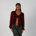 Burgundy Red Y2K Long Sleeve Top (S)