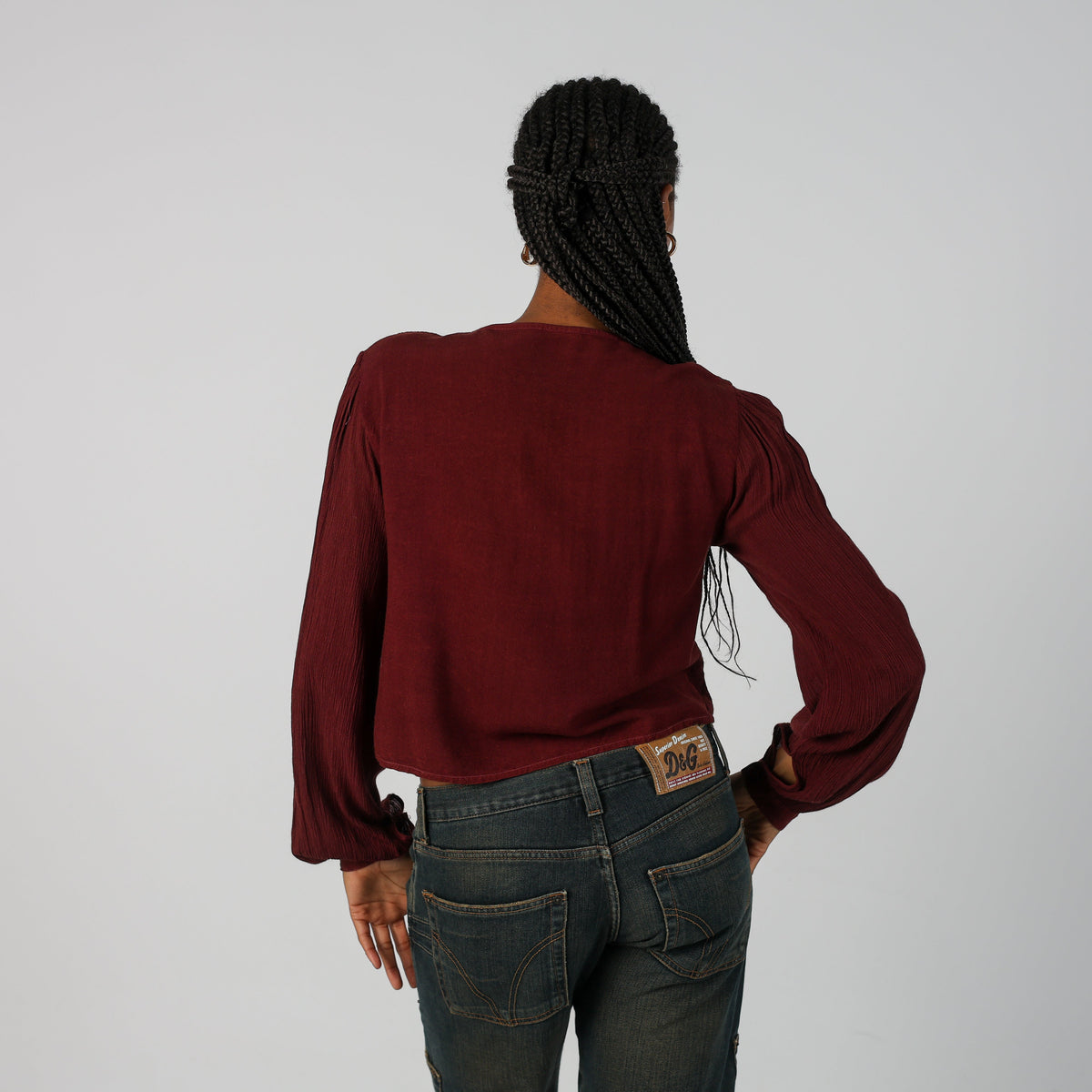 Burgundy Red Y2K Long Sleeve Top (S)