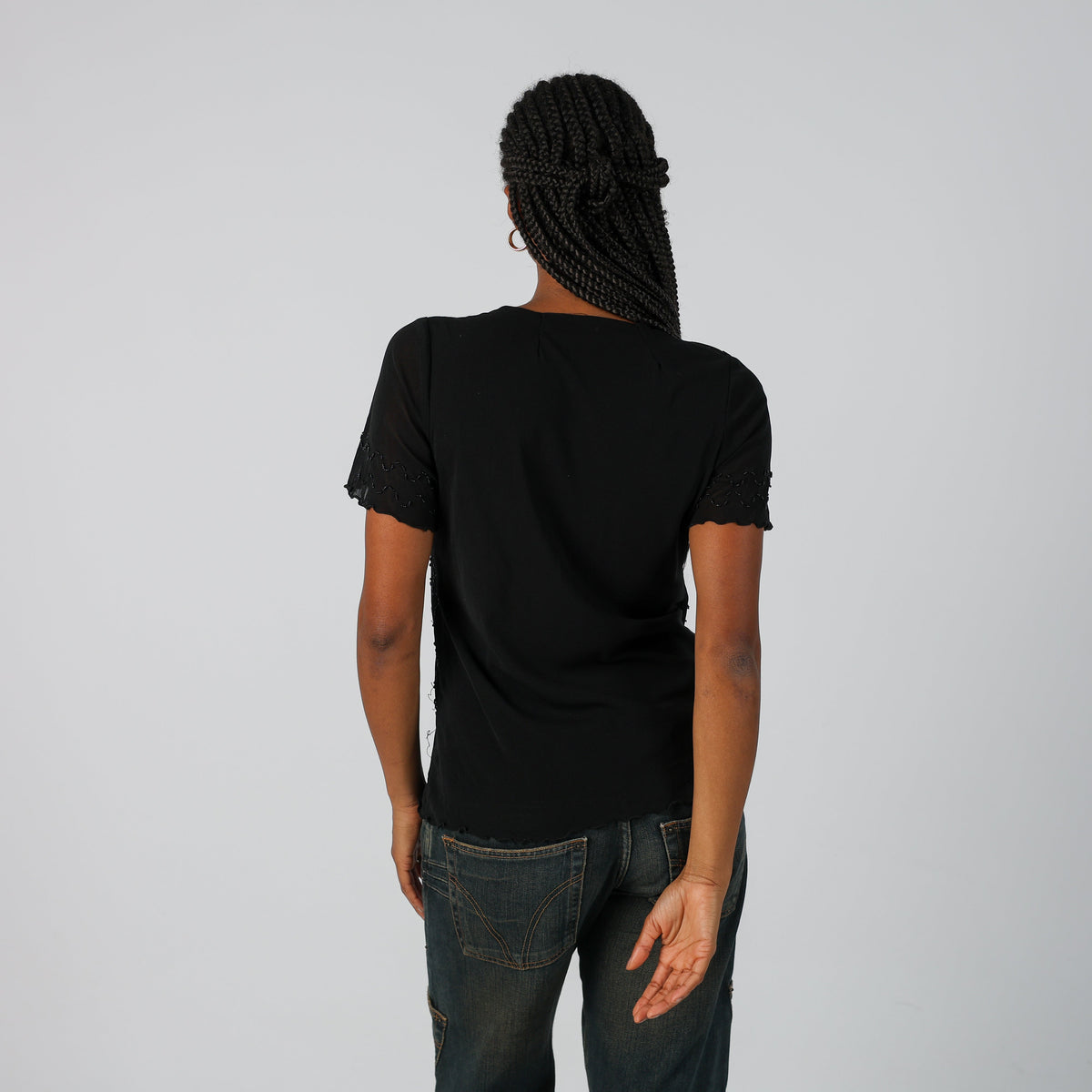 Black Y2K Wan Li Mesh Top (S)