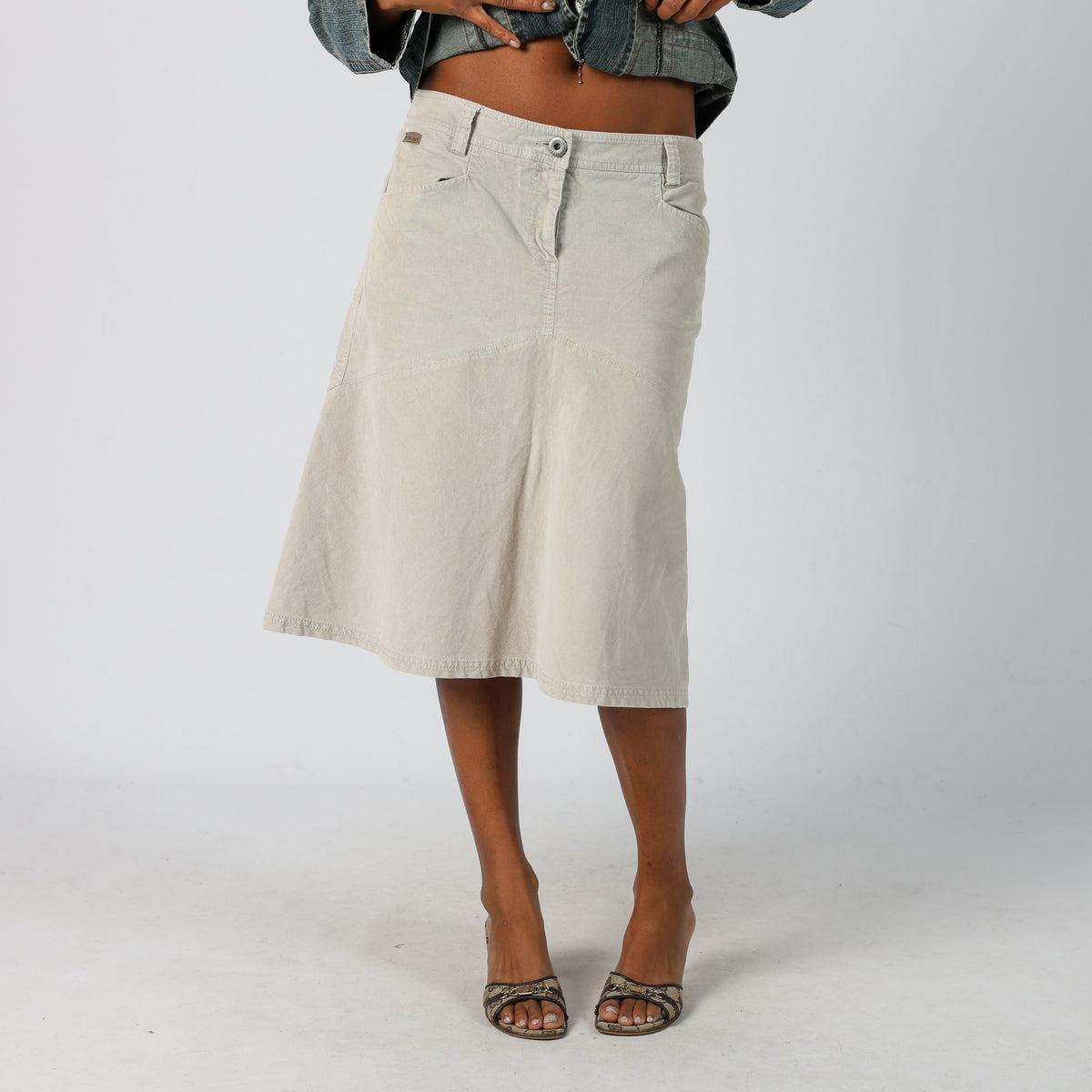 Beige Y2K Marlboro Classics Cord Skirt (S)