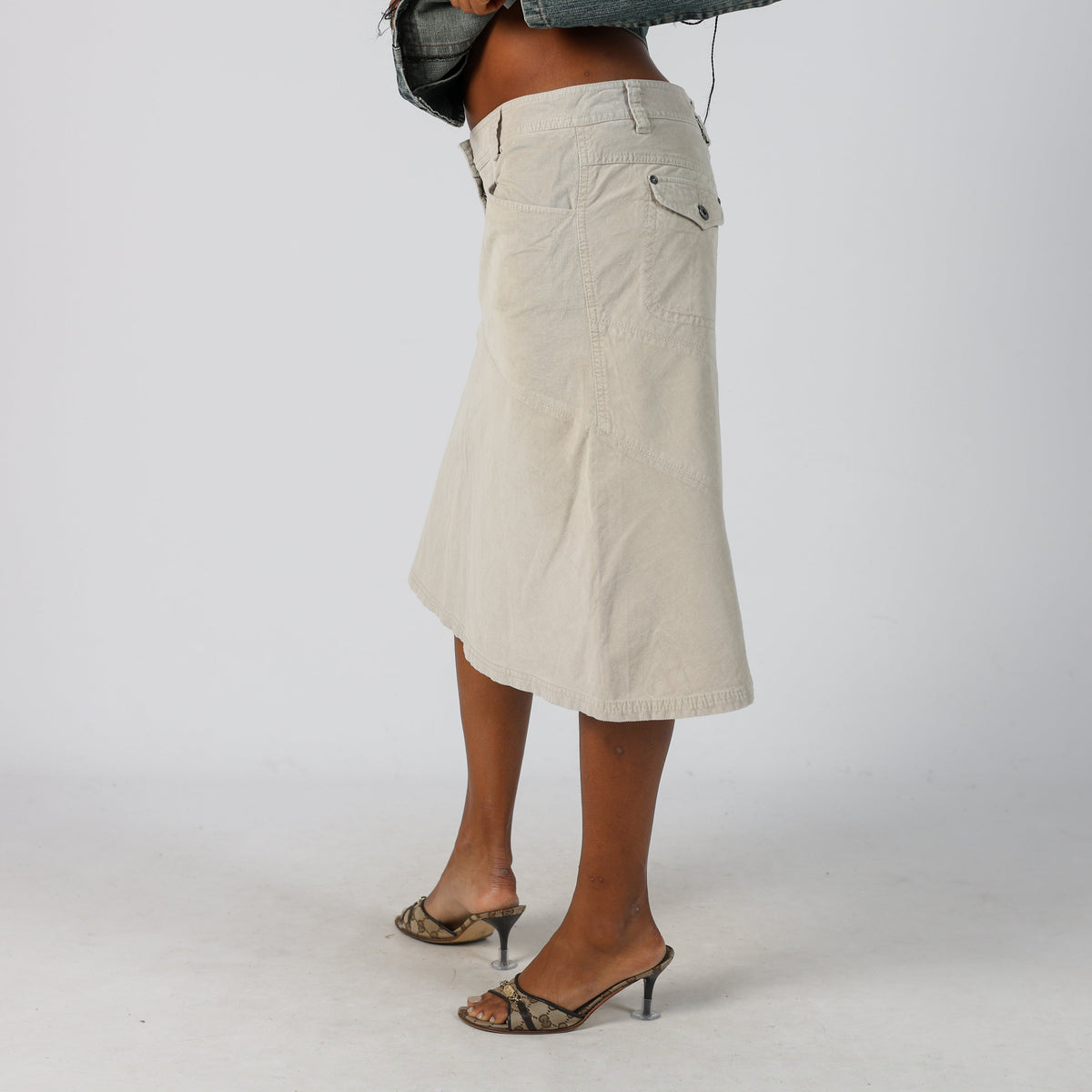 Beige Y2K Marlboro Classics Cord Skirt (S)