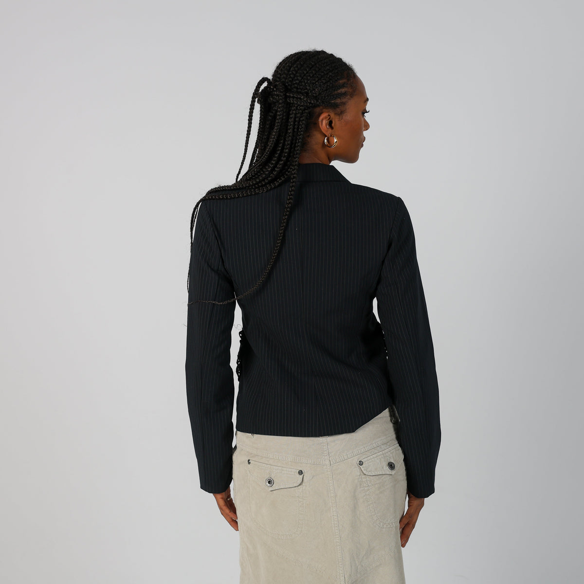 Navy Blue Y2K Blazer Pinstripe (S)