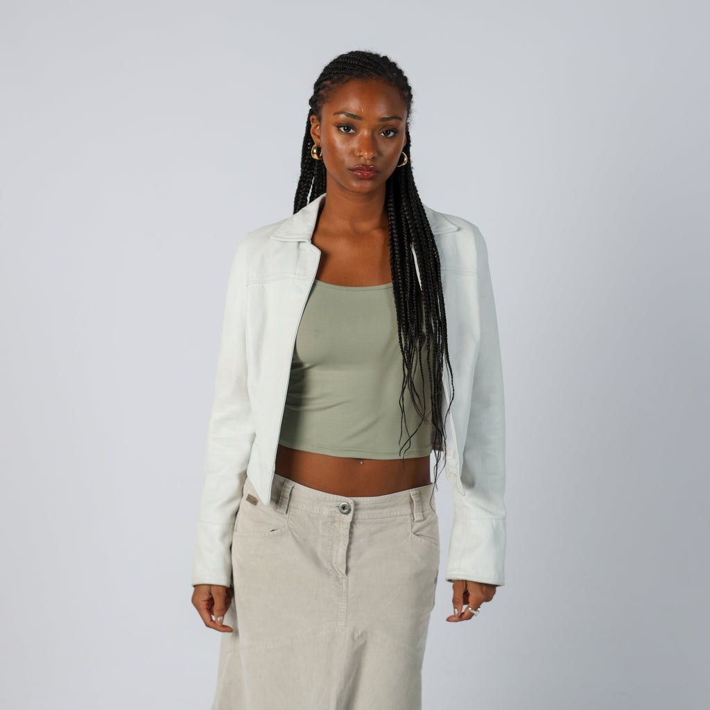 Ivory Y2K Made in Italy Leather Jacket (S)