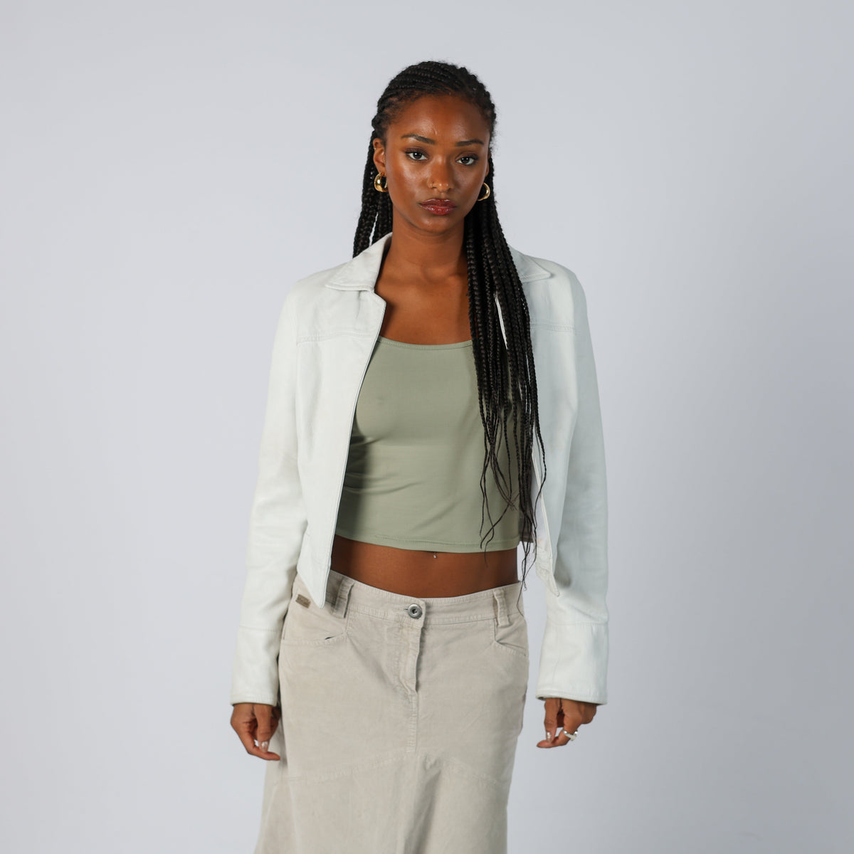 Ivory Y2K Made in Italy Leather Jacket (S)
