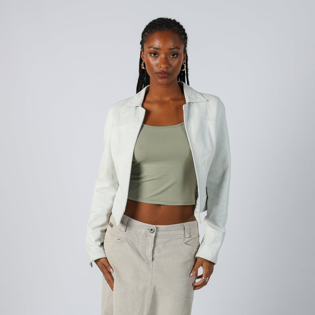 Ivory Y2K Made in Italy Leather Jacket (S)