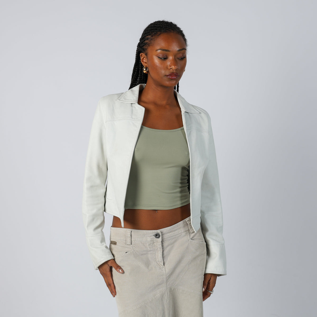 Ivory Y2K Made in Italy Leather Jacket (S)