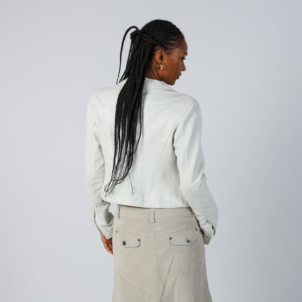 Ivory Y2K Made in Italy Leather Jacket (S)