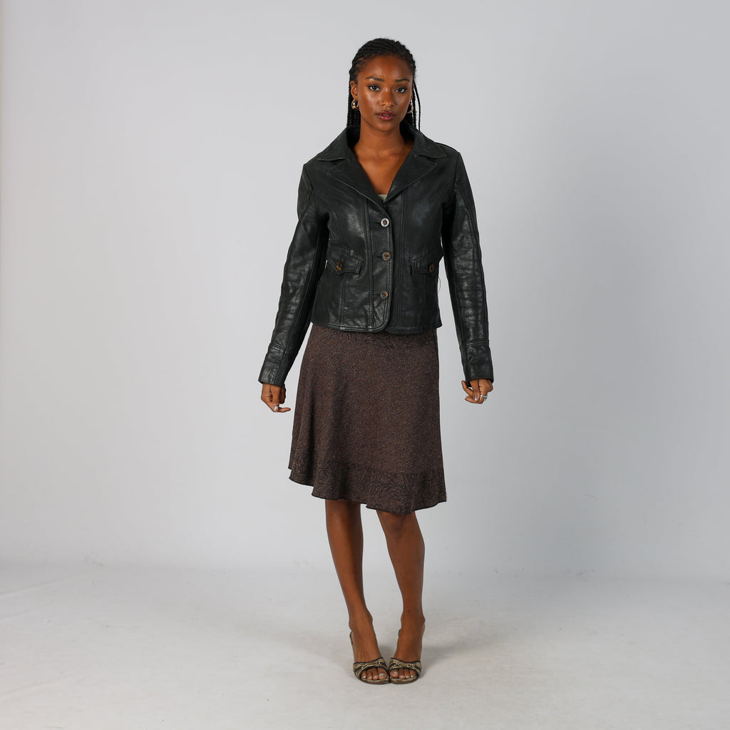Brown Y2K Woven Midi Skirt (S)