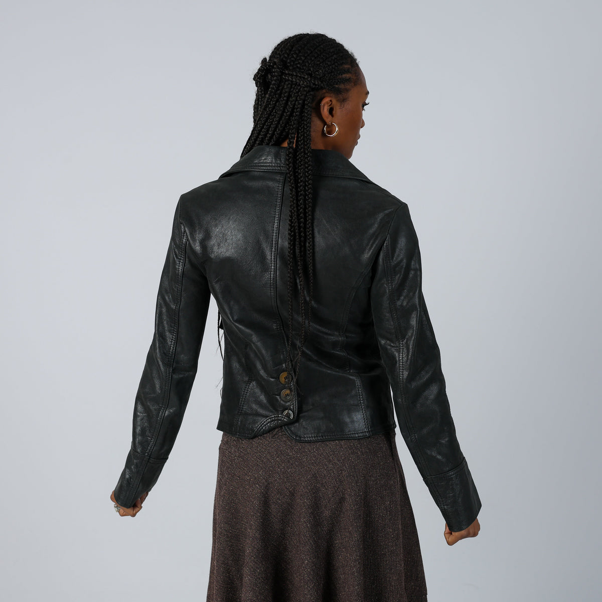 Black 90s Leather Jacket (S)