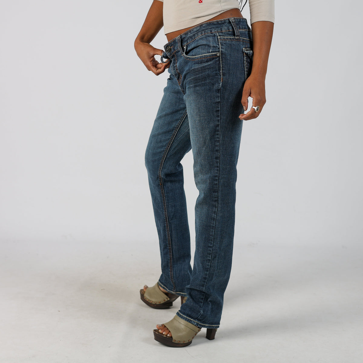 Blue Y2K Straight Jeans (S)