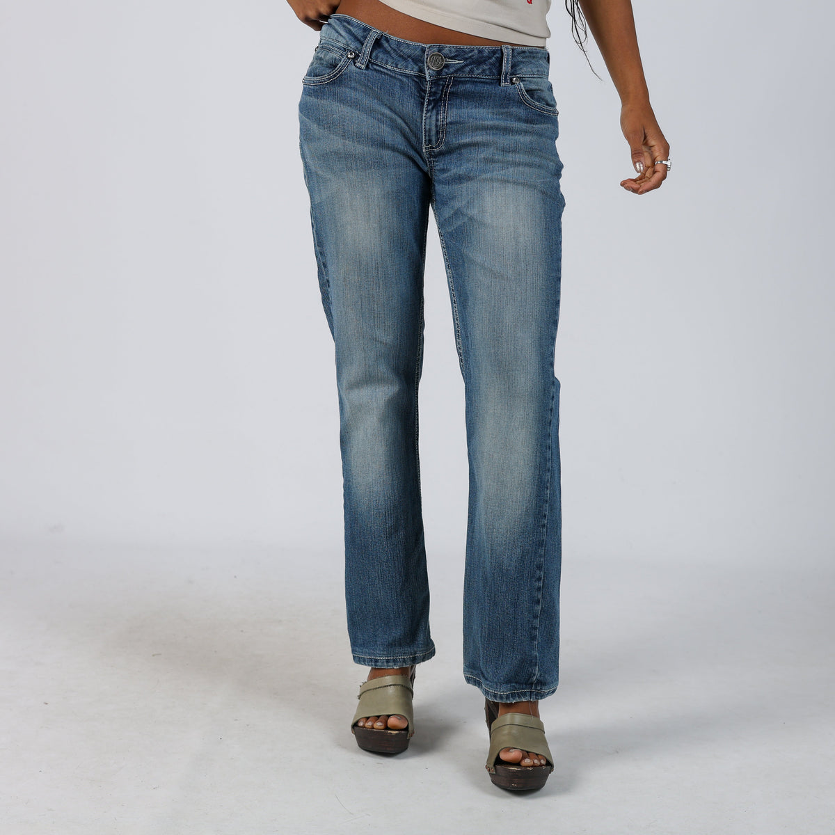 Blue Y2K Wrangler Straight Jeans (S)