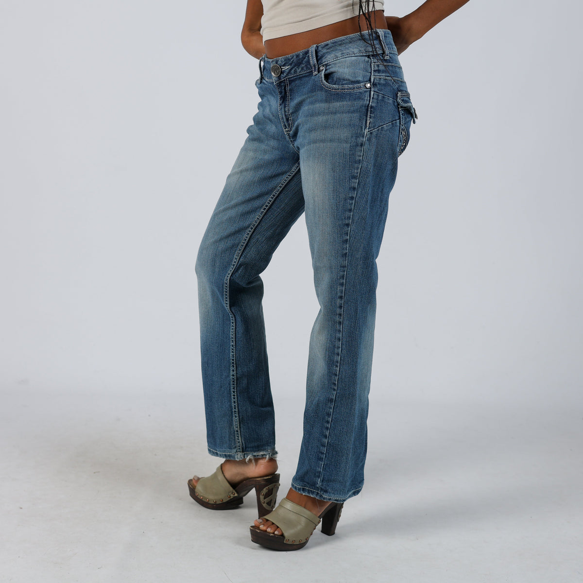 Blue Y2K Wrangler Straight Jeans (S)