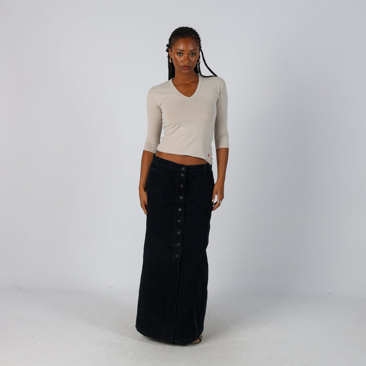 Navy Blue Y2K Kocca Cord Skirt (S)