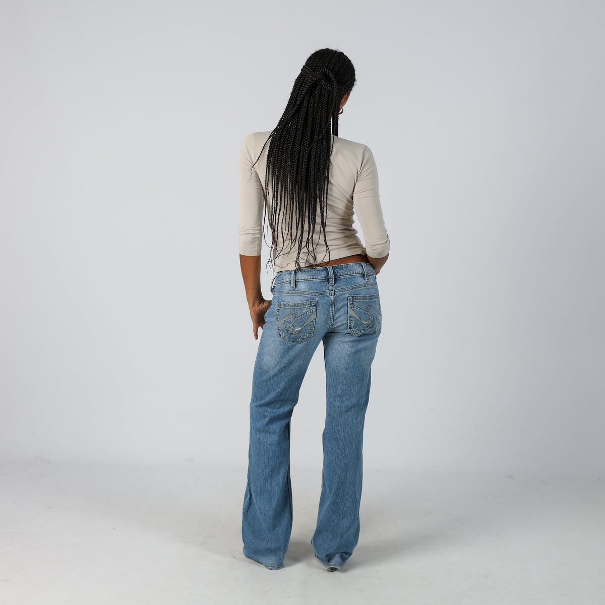 Light Blue Y2K Silver Bootcut Jeans (S)