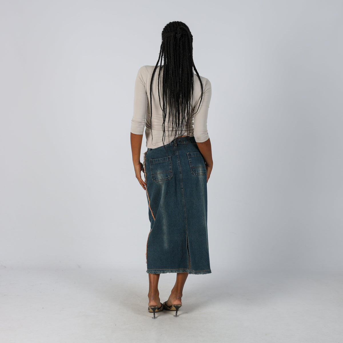 Blue Y2K Denim Midi Skirt (XS)