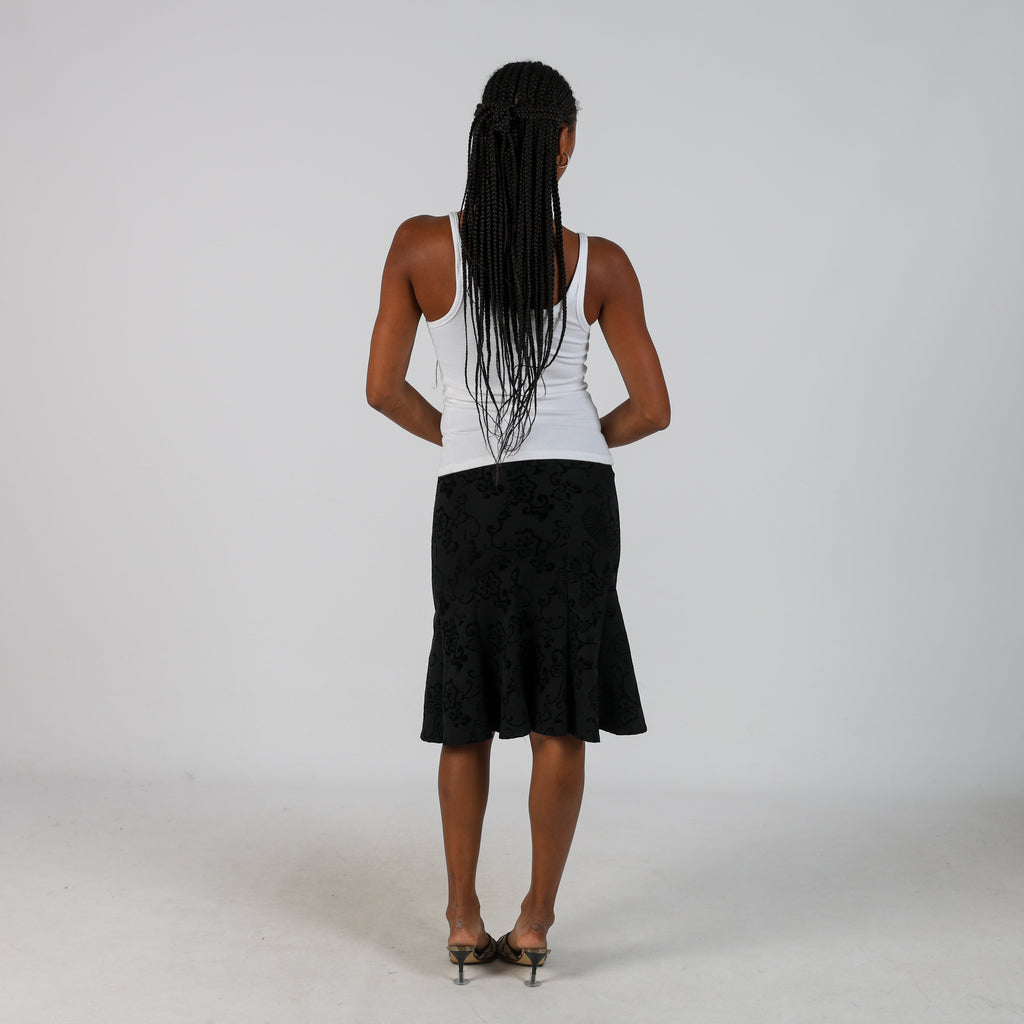 Black Y2K Woven Midi Skirt (XS)