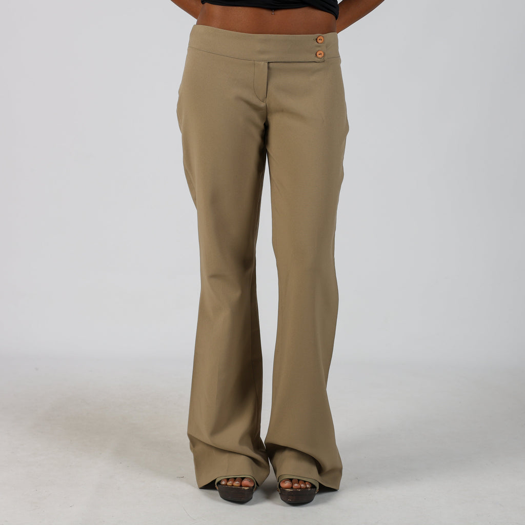 Tan Y2K Made in Italy Woven Trousers (S)