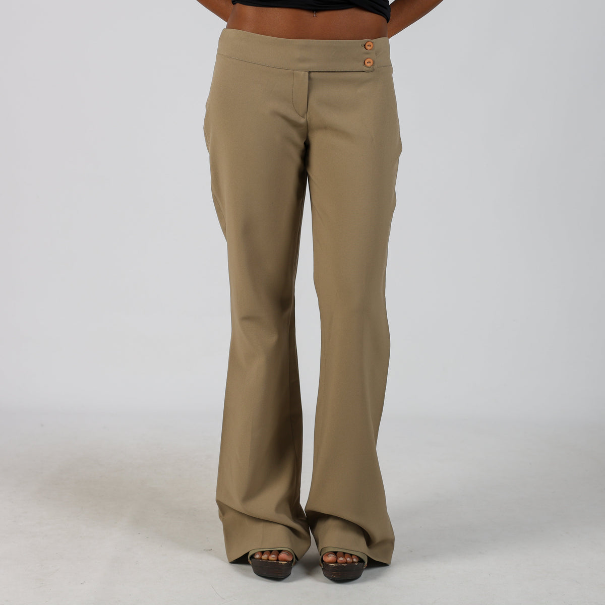 Tan Y2K Made in Italy Woven Trousers (S)