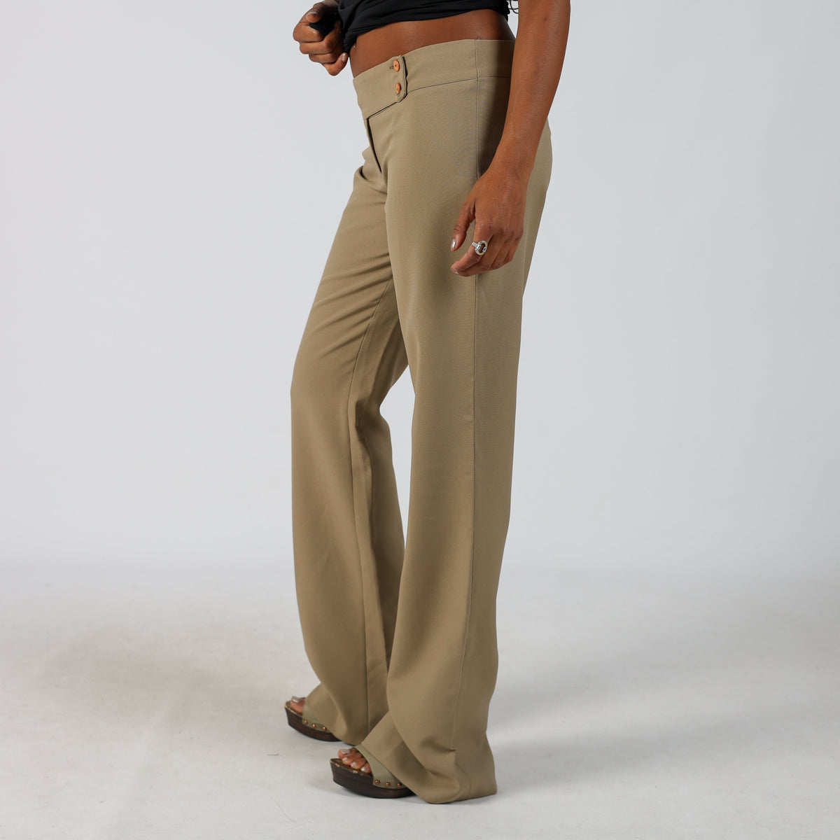 Tan Y2K Made in Italy Woven Trousers (S)