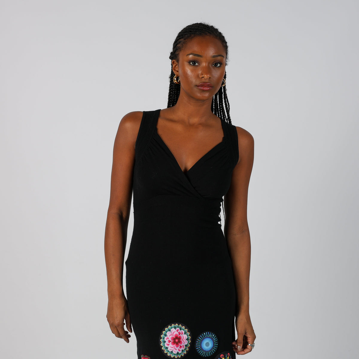 Black Y2K Desigual Woven Midi Dress (S)