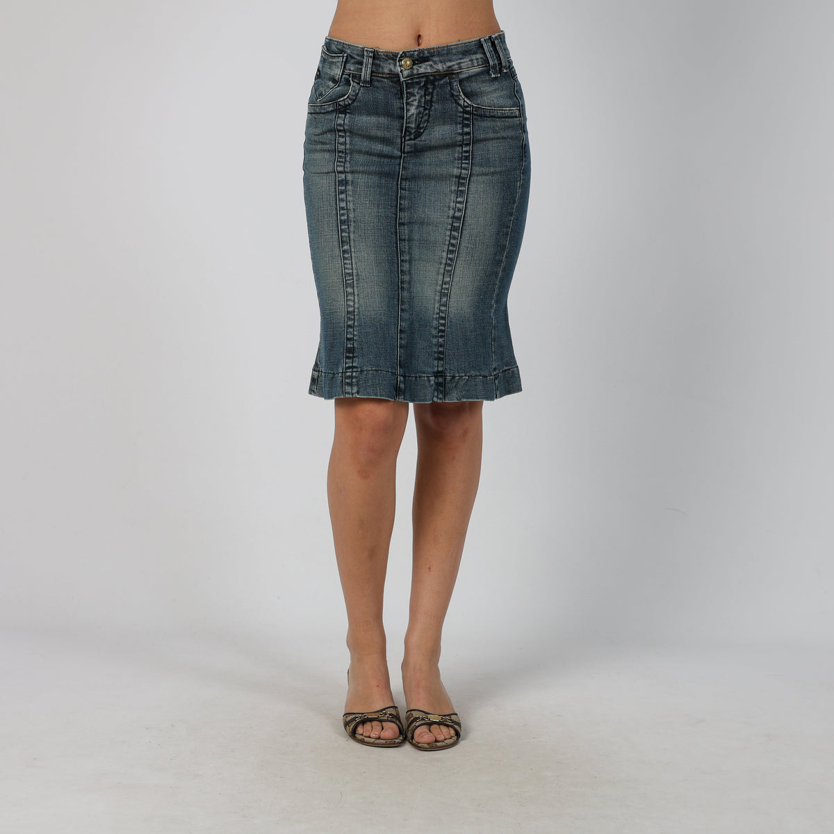 Blue Y2K Denim Midi Skirt (XS)